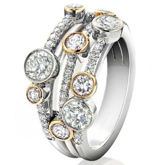 NWT 14K Gold and S925 Cubic Zirconia Trendy Beautiful Ring Size 8 - Picture 1 of 5
